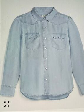 On 34th, Light Blue puff sleeve Chambray Shirt